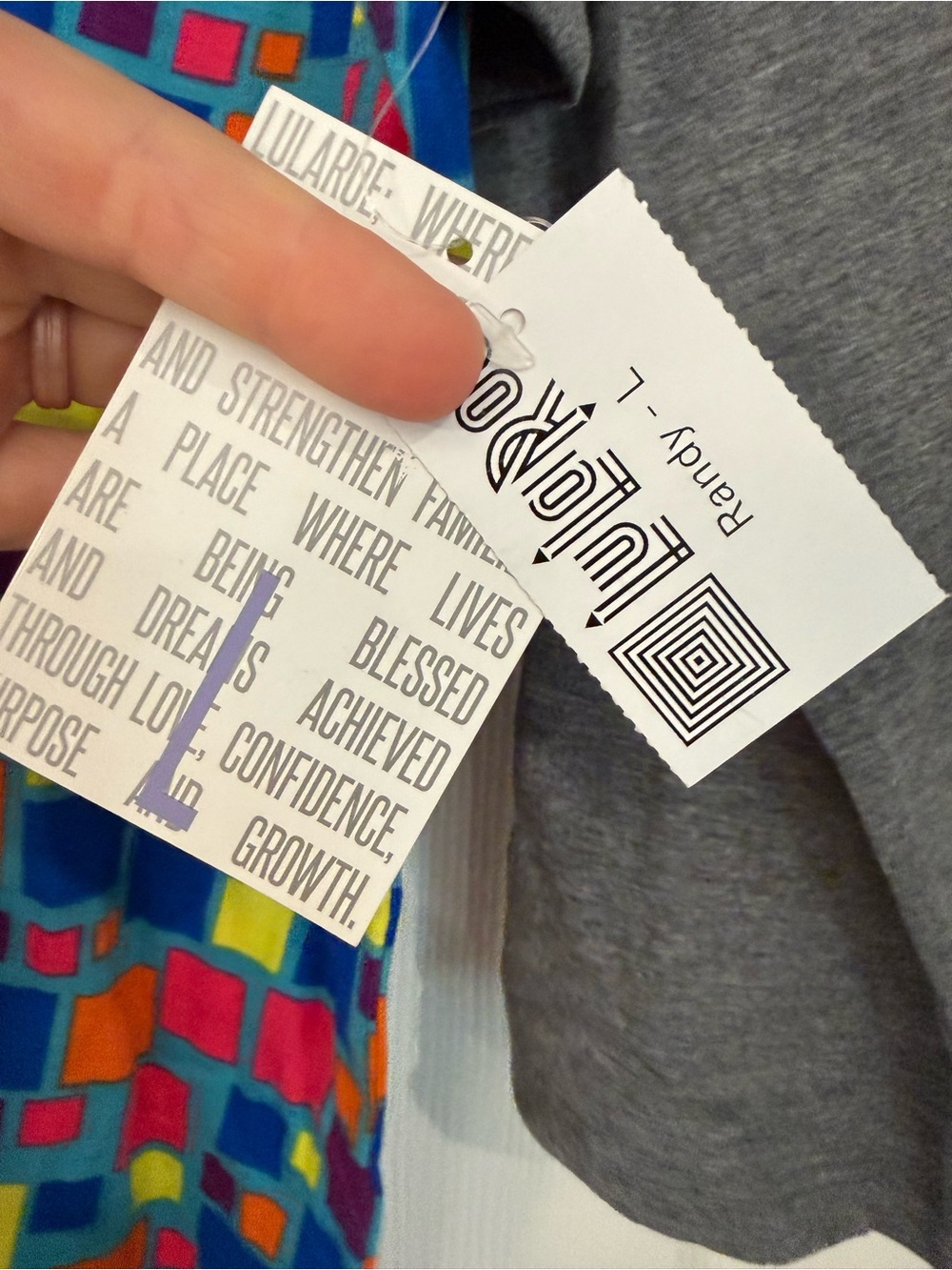 LuLaRoe Randy Colorblock Geometric Raglan Shirt - Multicolor/Gray - Picture 2 of 3